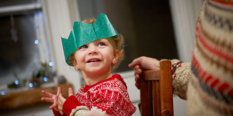 Toddler in festive hat